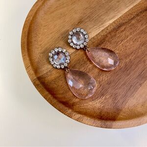 4/$15 Deco Rhinestones Pink Acrylic Crystals Dangling Drop Earrings